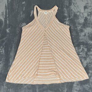Bke Buckle Tank Top V-Neck XL Festival Concert Top Sirt Crea Peach Striped Soft
